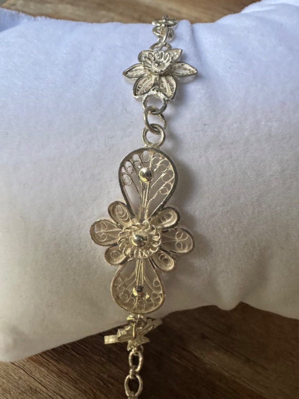Sterling Silver Floral Filigree Link Bracelet 8” 7.75g Adjustable Lobster - Picture 3 of 6